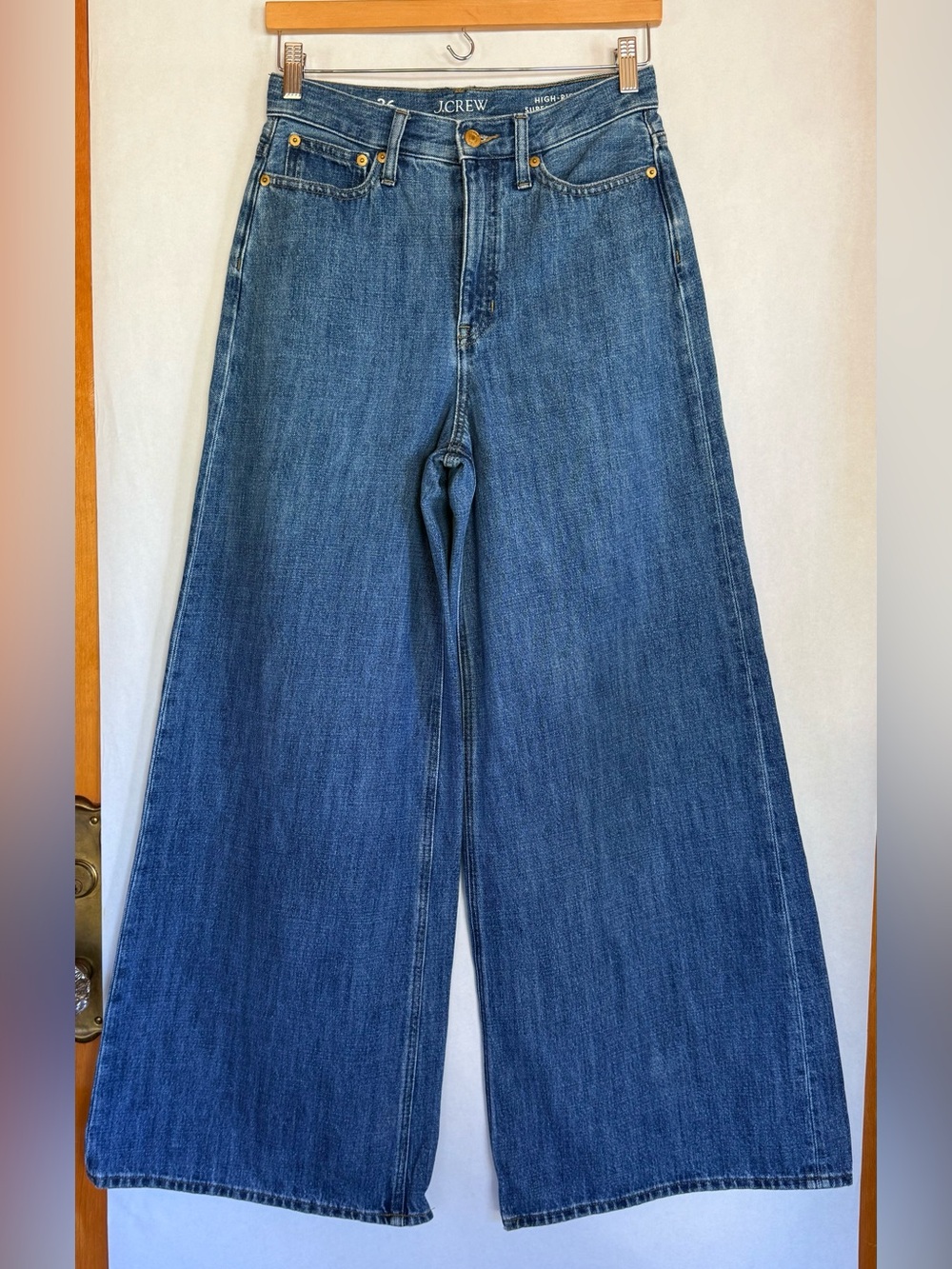 J. Crew High-Rise super Wide Leg Jeans in Medium Blue